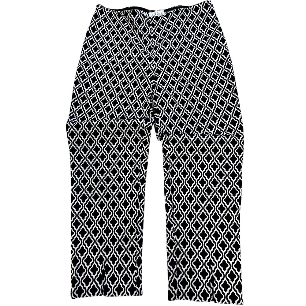 Joseph Ribkoff Cropped Pants Womens 16 Black White Excellent Quatrefoil Print